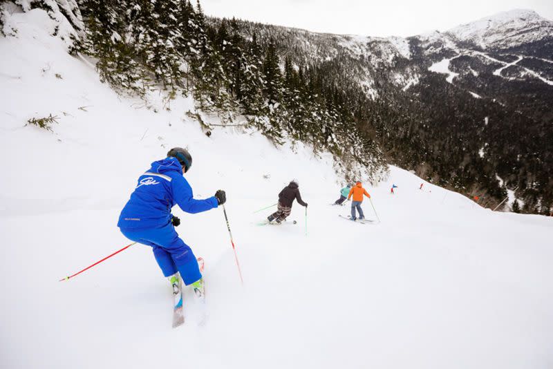family skiing at stowe mountain resort