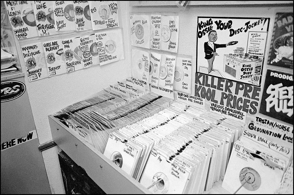 Black and white photo of records from 1990