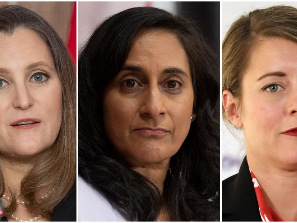 Chrystia Freeland, left, Anita Anand, centre and Mélanie Joly, right, now run what many regard as the three most important portfolios in the federal government. (The Canadian Press, The Canadian Press, AFP/Getty Images - image credit)