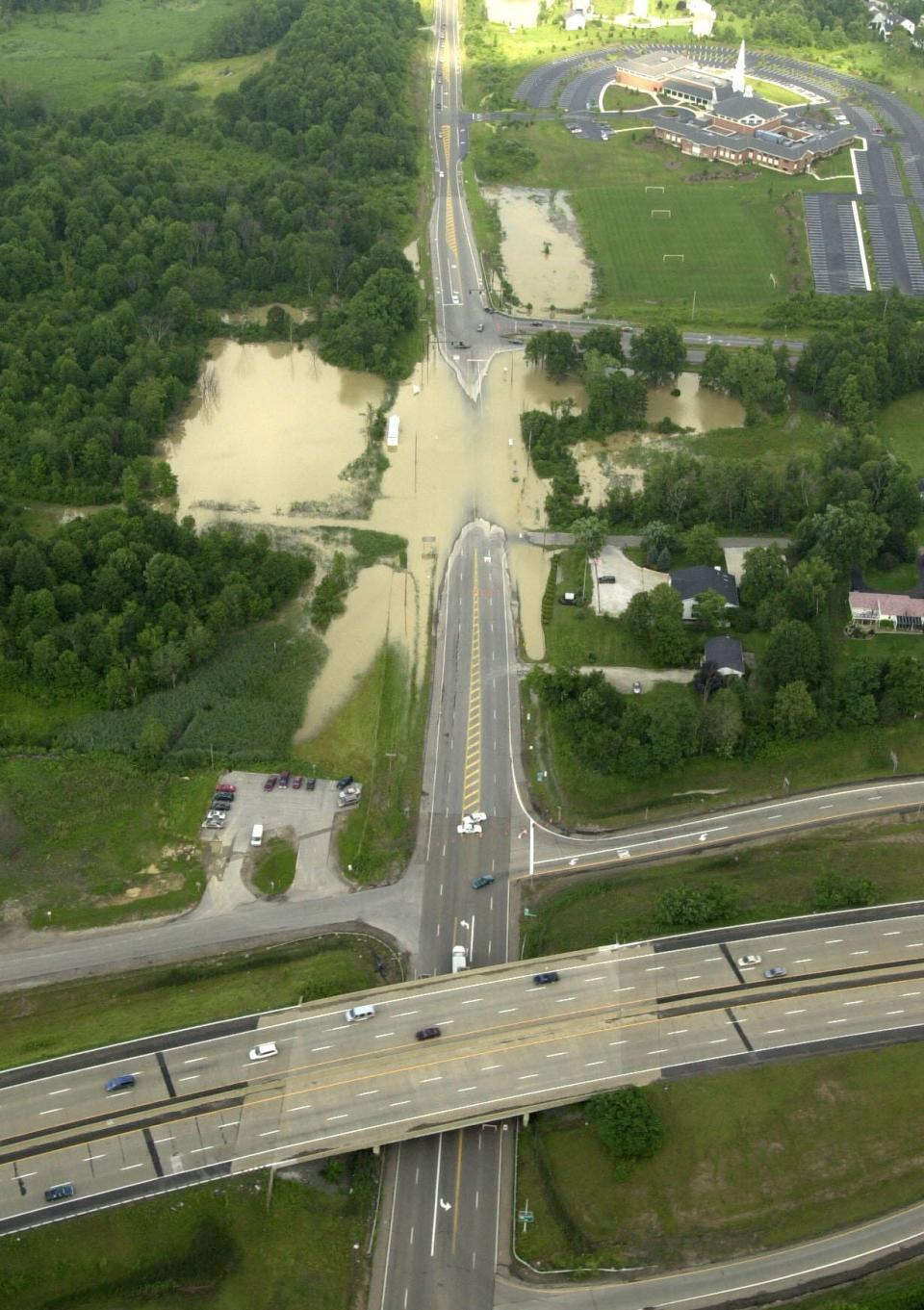 Flooding is seen on state Route 303 just east of the state Route 8 interchange onJuly 22, 2003.