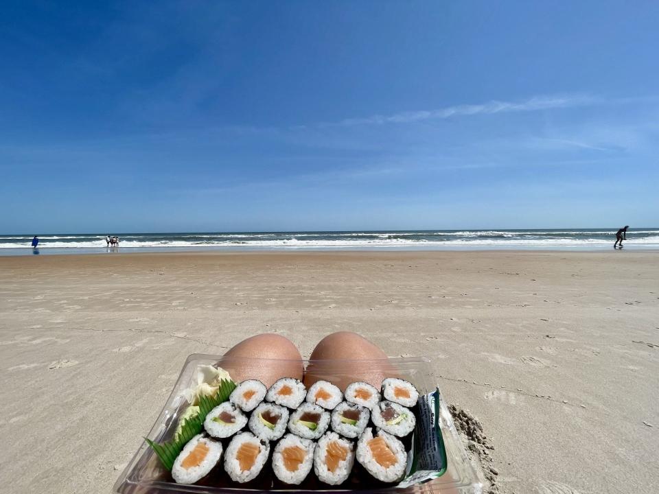 Publix sushi at the beach.