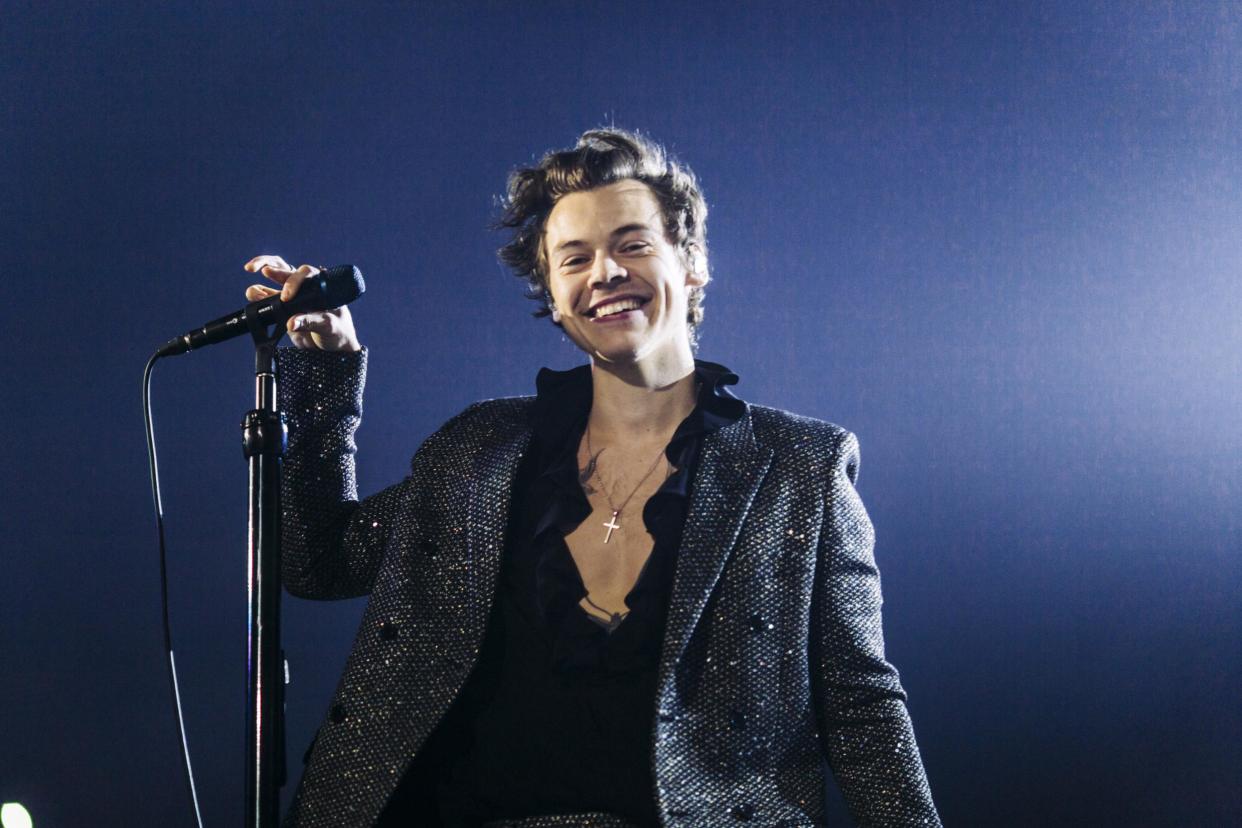 Fabulous finery: Harry Styles (Helene Marie Pambrun via Getty I)