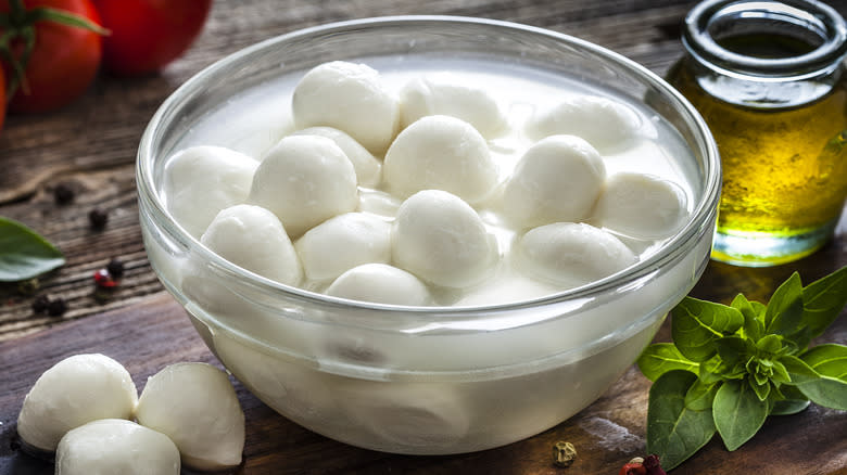 Bowl of fresh mozzarella