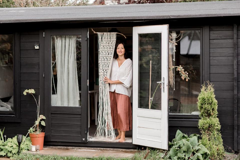 Isabella’s macrame teaching business has thrived since moving to Hampshire and she is able to work from the family’s new garden studio (Handout)