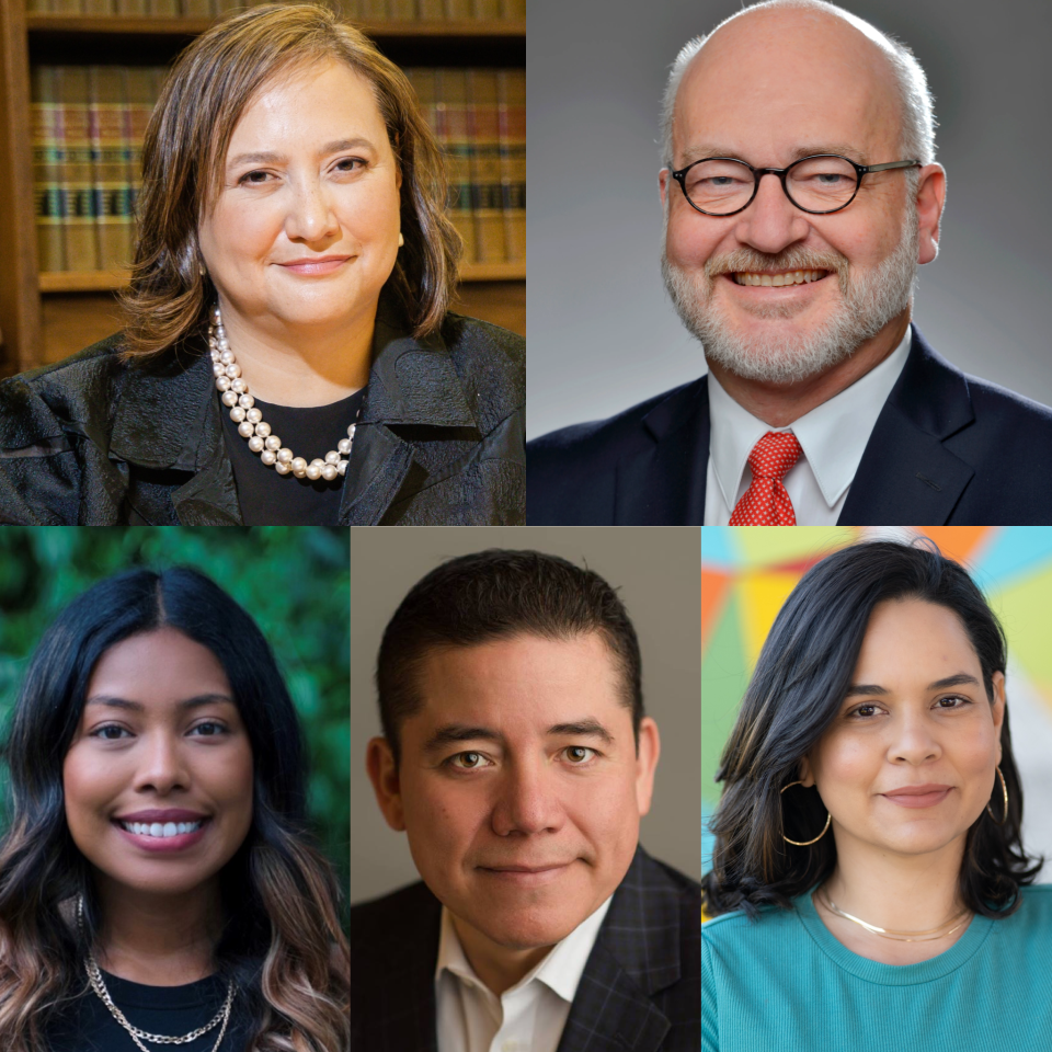 Latino Tennessee Voices Storytellers 2022: (Clockwise from top left) Judge Ana Escobar, Fabian Bedne, Diana Perez, Miguel Vega and Yenin Miralda Echevarria