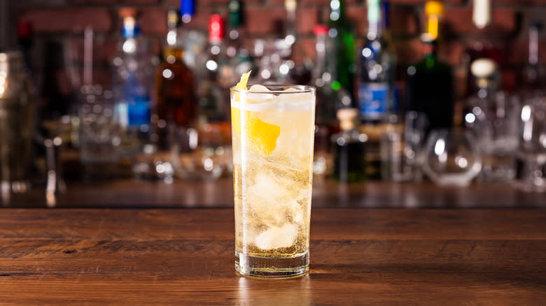 whiskey highball cocktail on bar