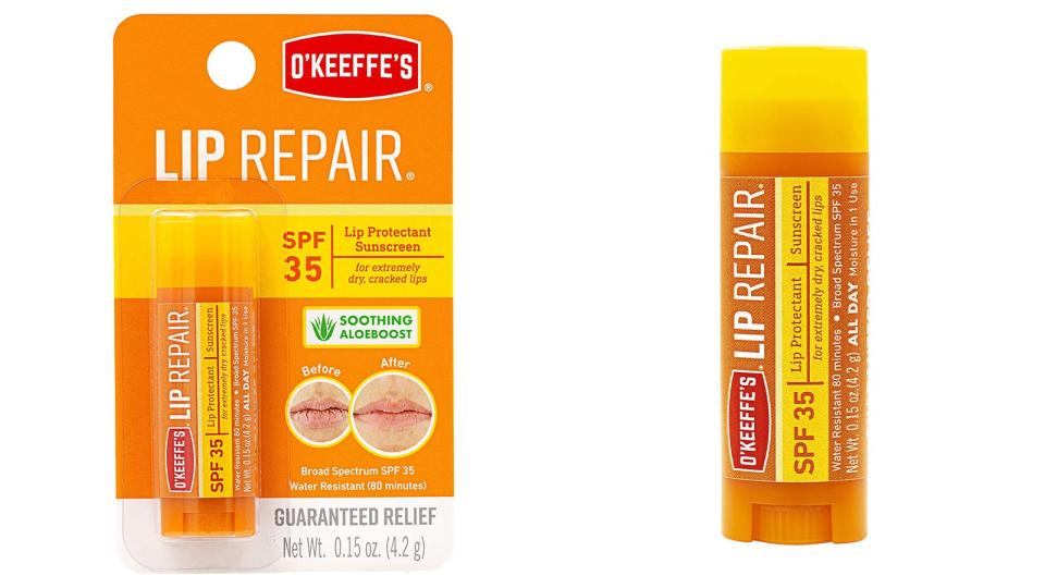 Soothe cracked lips with the O'Keeffe's Lip Repair SPF 35.