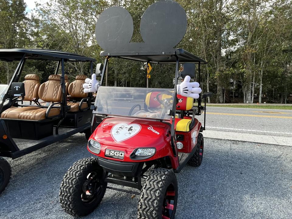 mickey-inspired golf cart at fort wilderness