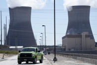 Cooling tower's one and two are seen at the nuclear reactor facility at the Alvin W. Vogtle Electric Generating Plant, Friday, May 31, 2024, in Waynesboro, Ga. (AP Photo/Mike Stewart)