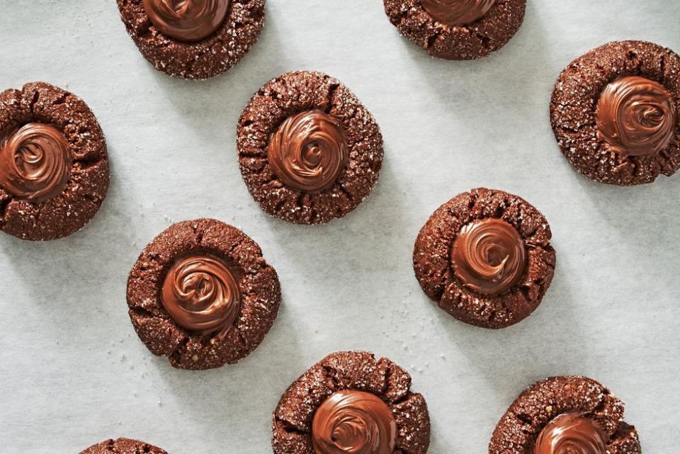 Chocolate Hazelnut Thumbprint Cookies