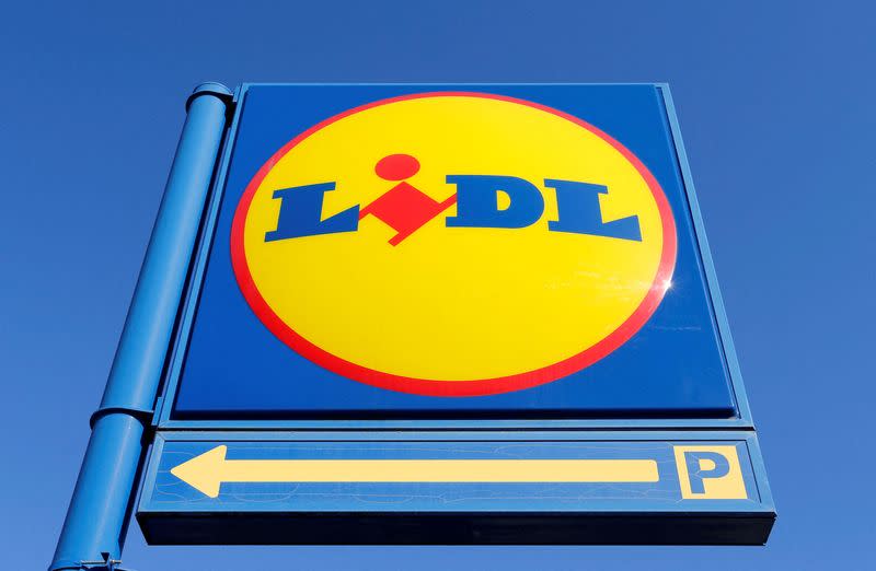 FILE PHOTO: The logo of retailer Lidl is seen in Bordeaux