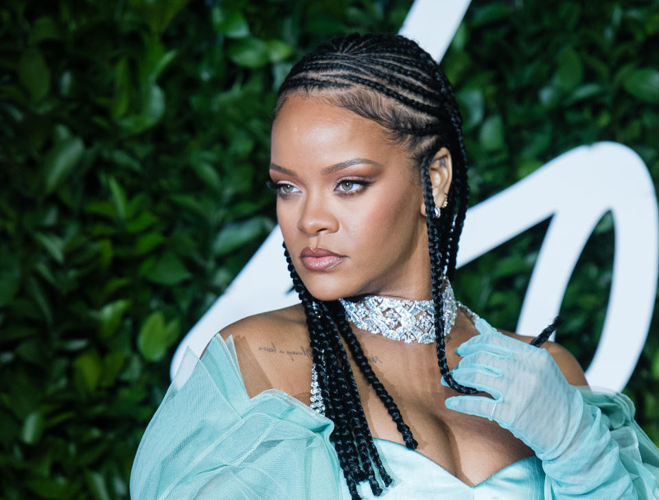 LONDON, ENGLAND - DECEMBER 02:  Rihanna arrives at The Fashion Awards 2019 held at Royal Albert Hall on December 02, 2019 in London, England. (Photo by Samir Hussein/WireImage)