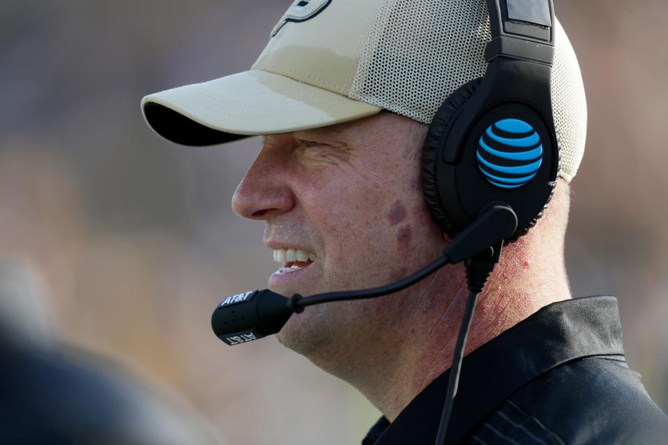 Jeff Brohm has Purdue off to an impressive 2-1 start with Michigan coming to town. (Jamie Squire/Getty Images)