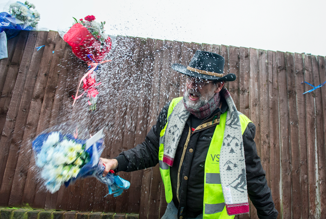 Flowers paying tribute to Henry Vincent were ripped from the fence for a fourth time (SWNS)