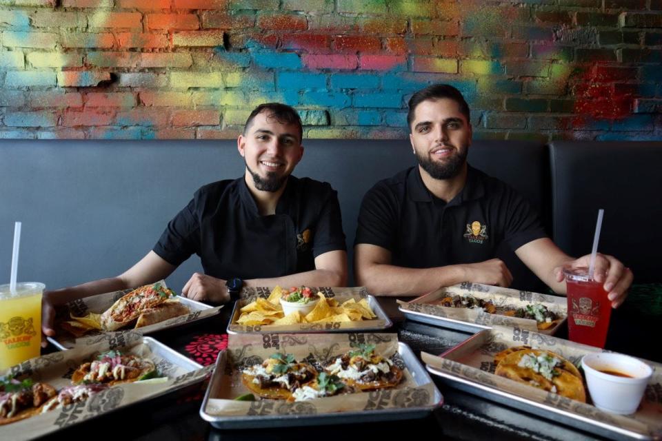 The Talkin' Tacos restaurant chain was co-founded by friends (from left) Omar Al-Massalkhi and Mohammad Farraj.