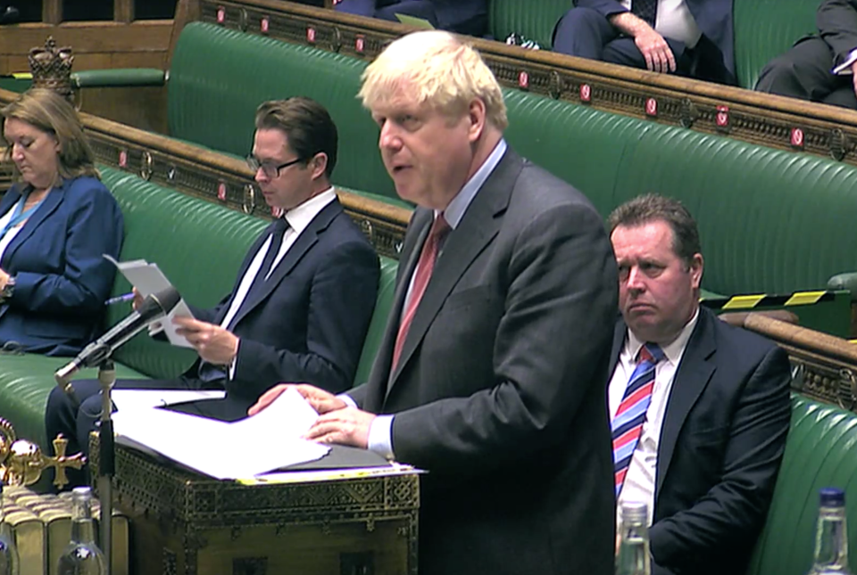 Boris Johnson announced new coronavirus restrictions in the House of Commons today (Reuters TV)