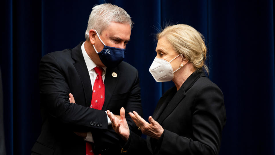 Carolyn Maloney, right, and James Comer