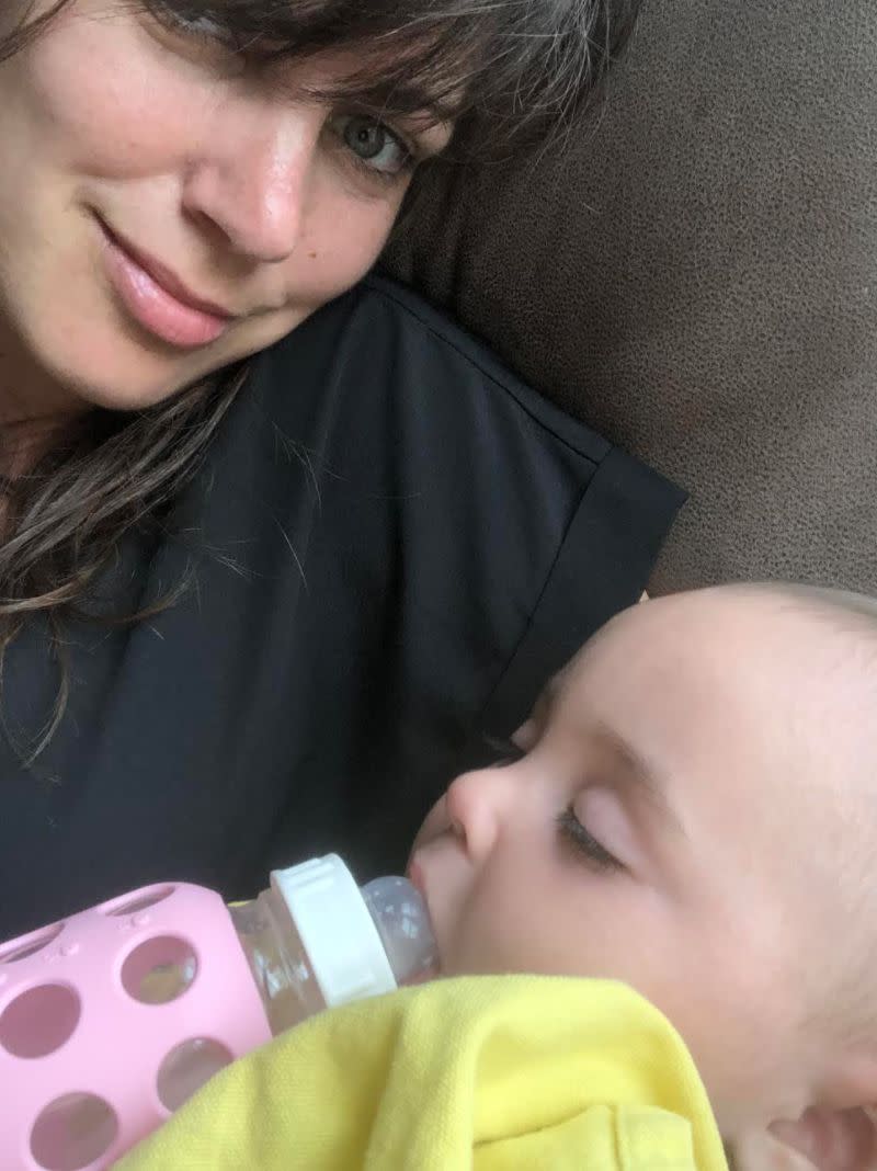 The author with her son in March 2019, in between pneumonias and before her surgery. (Photo: Courtesy of Sarah McClung)