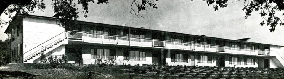 The North Mountain Residence Halls at Cal Poly were based on a design already built at Claremont College. That is why architectural file photos of the buildings were from Pomona. They were rushed into construction when the outbreak of the Korean War removed Camp San Luis Obispo’s hospital housing from Cal Poly’s inventory. Construction started in 1951, and the five buildings were completed for a cost of $250,000 each. They opened in September 1952. Telegram-Tribune/File