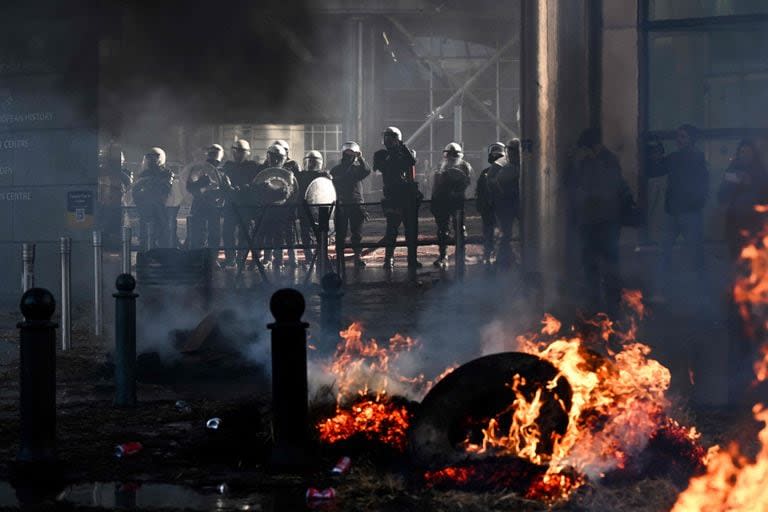 Protestas de agricultores cerca de la Plaza de Luxemburgo, en Bruselas