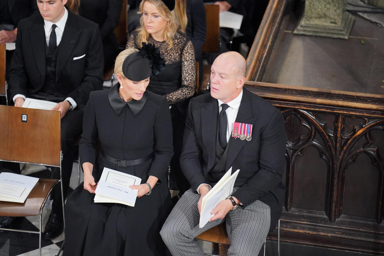 Mike Tindall and Zara Tindall at the State Funeral of Queen Elizabeth II, held at Westminster Abbey, London. Picture date: Monday September 19, 2022.