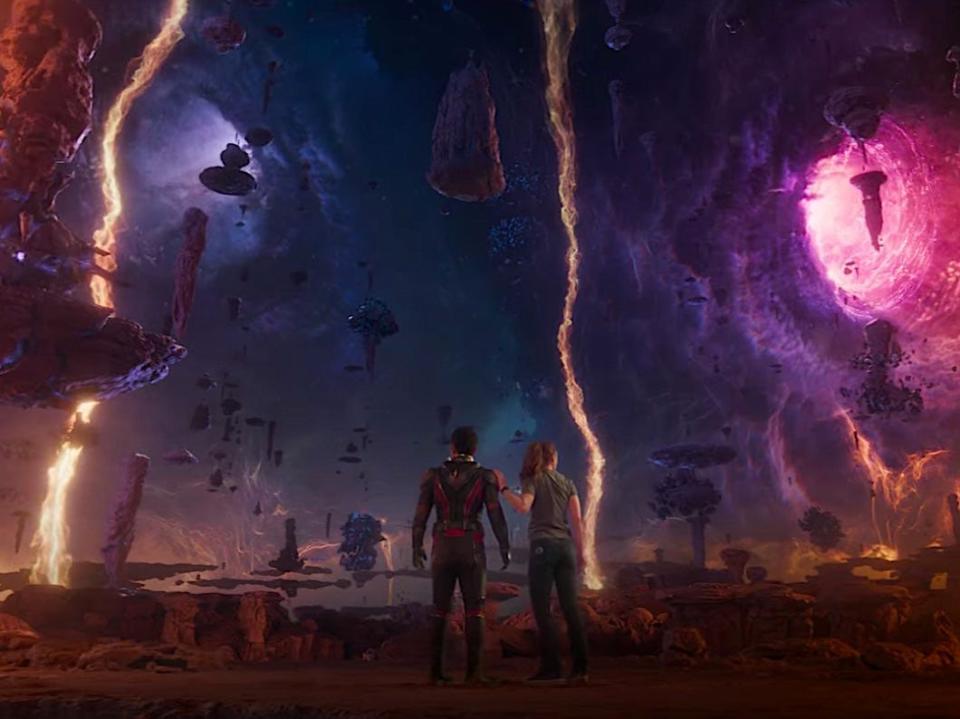 Paul Rudd as Scott Lang and Kathryn Newton as Cassie Lang in the Quantum Realm.
