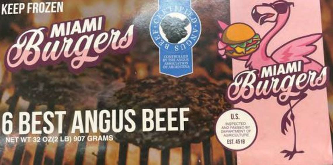 The packaging of Miami Burgers, which declares the burgers are from Angus beef and with the USDA’s mark of inspection. The USDA had a problem with both of these.