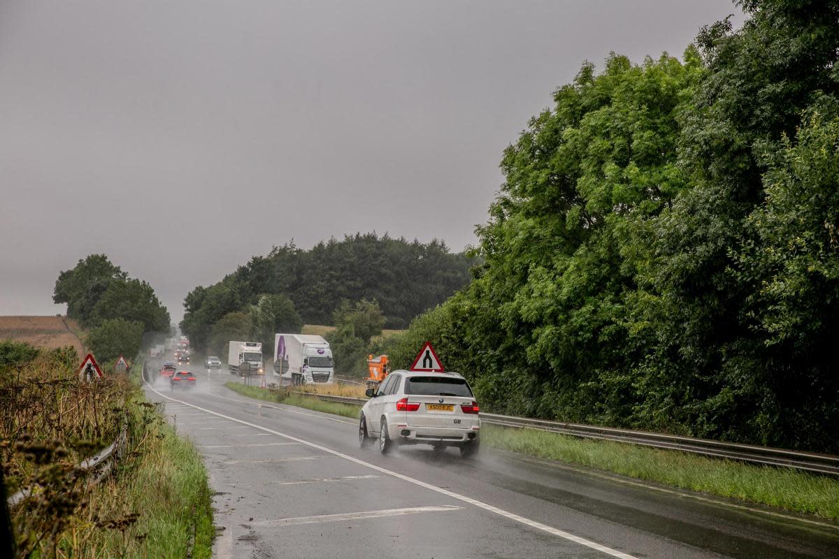 The A66 changing to single lane in North Yorkshire Picture: SARAH CALDECOTT <i>(Image: NORTHERN ECHO)</i>