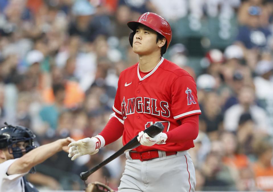 天使大谷翔平雖留下3支0成績，不過仍靠著2保送及1盜壘幫助球隊奪勝。（MLB Photo by Duane Burleson/Getty Images）