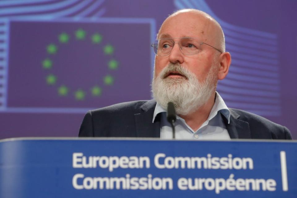 Frans Timmermans speaks at the press conference on Wednesday (EPA)