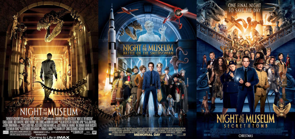 博物館驚魂夜，由左至右，第一集到第三集