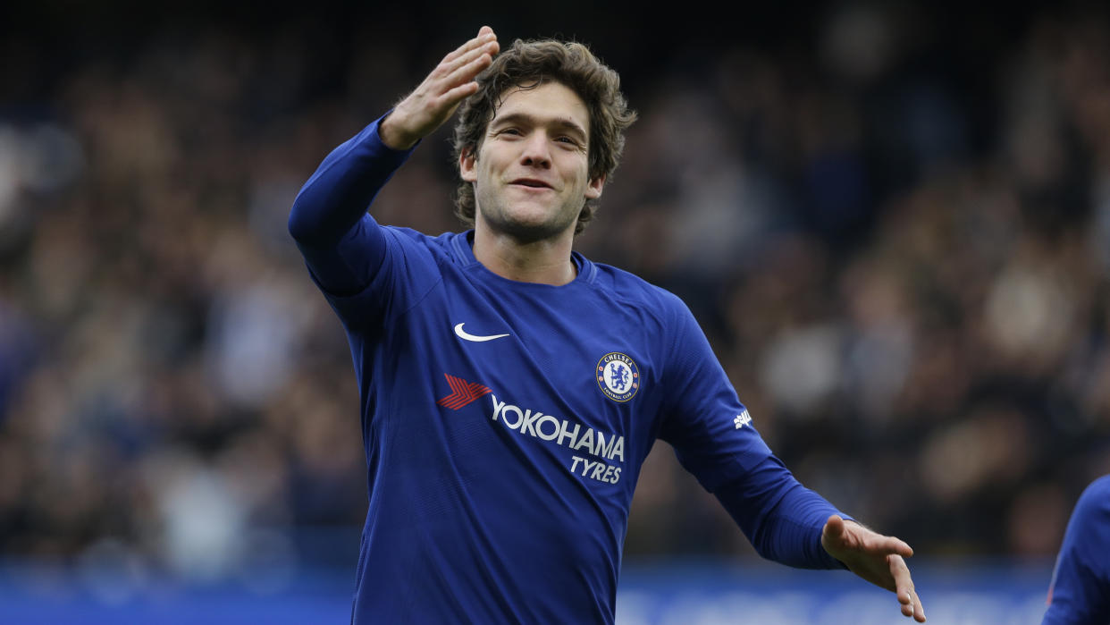 Marcos Alonso and Chelsea had plenty to smile about after his free kick goal against Newcastle. (AP)