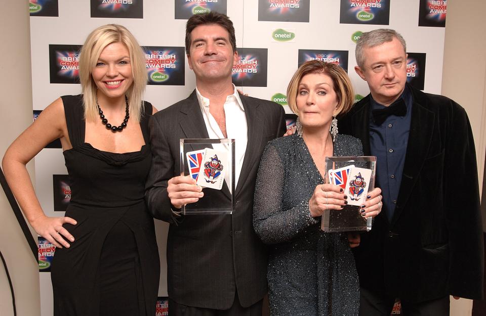 (left-right) Kate Thornton, Simon Cowell, Sharon Osbourne and Louis Walsh with the Best Comedy Entertainment Programme award they received at the Bristish Comedy Awards 2005.