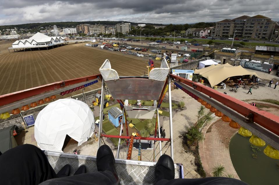 General view at 'Dismaland', a theme park-styled art installation by British artist Banksy, at Weston-Super-Mare in southwest England