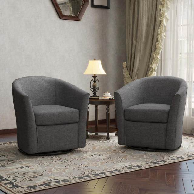 Andover Mills Hansell Upholstered Swivel Barrel Chair Fabric: Grey, Accent Chairs