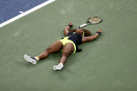 Serena Williams of the United States celebrates match point after defeating Victoria Azarenka of Belarus to win the women's singles final match on Day Fourteen of the 2012 US Open at USTA Billie Jean King National Tennis Center on September 9, 2012 in the Flushing neighborhood of the Queens borough of New York City. (Photo by Clive Brunskill/Getty Images)