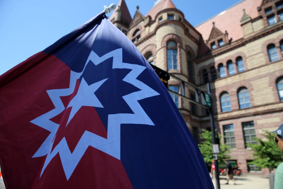 The City of Cincinnati, for the first time in its history, raised the Juneteenth Flag, Friday, June 19, 2020, at City Hall in Cincinnati. Juneteenth commemorates the ending of slavery in the United States.