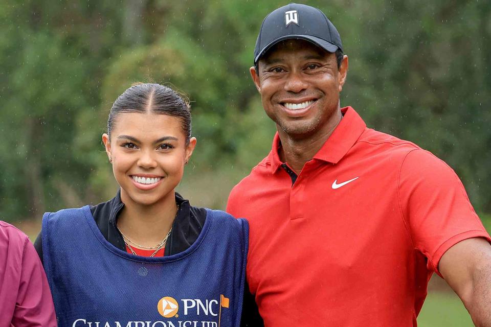 <p>David Cannon/Getty</p> Tiger Woods and his daughter Sam Woods during the final round of the PNC Championship on December 17, 2023 in Orlando, Florida.