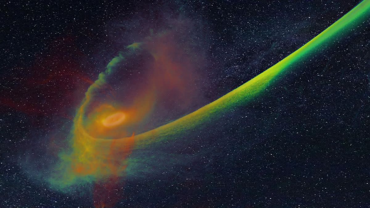  A green swirl of gas in space. 
