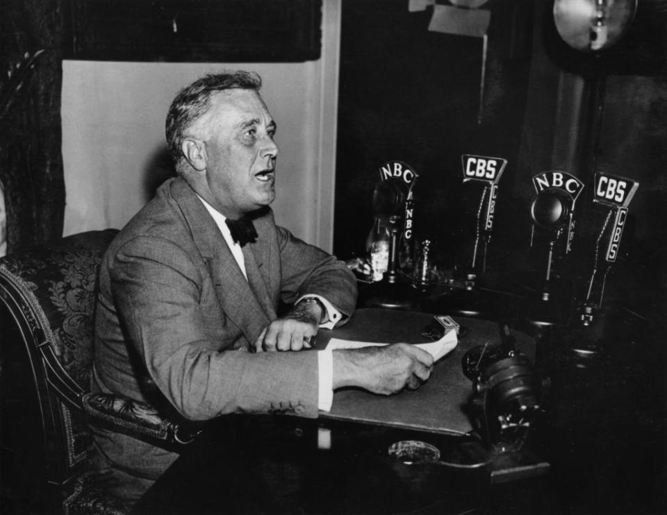President Franklin Delano Roosevelt delivering a "Fireside Chat." (Photo by Stock Montage/Getty Images)