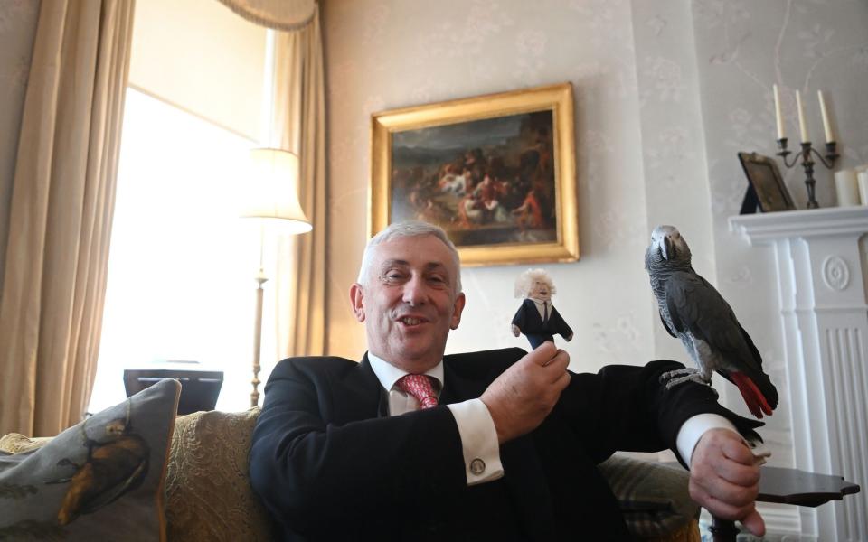 Lindsay Hoyle alongside his pet parrot Boris - Neil Hall/EPA-EFE/Shutterstock