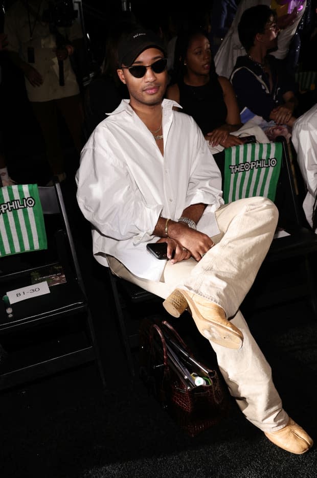 Blackwood at the Theophilio show during New York Fashion Week — probably mere moments before learning about his CFDA Award nomination.<p>Photo: Jamie McCarthy/Getty Images for NYFW: The Shows</p>