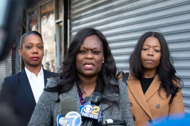 Assemblymember Rodneyse Bichotte Hermelyn visits the site of a shooting in Flatbush, Dec. 15, 2021. (Photo: Ben Fractenberg/THE CITY)