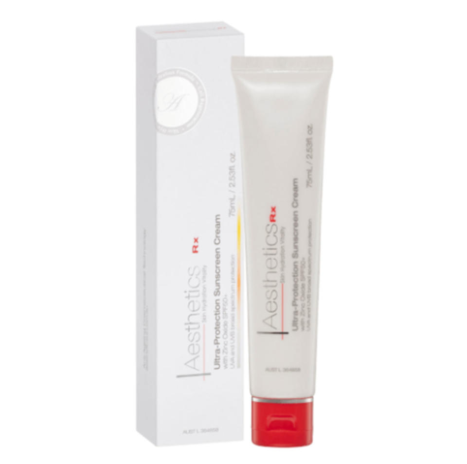 Aesthetics Rx Ultra Protection Sunscreen Cream SPF50 with Zinc Oxide 75mL, $58 from Adore Beauty. Photo: Adore Beauty.