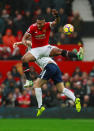 <p>Antonio Valencia gets the ball clear for Manchester United</p>