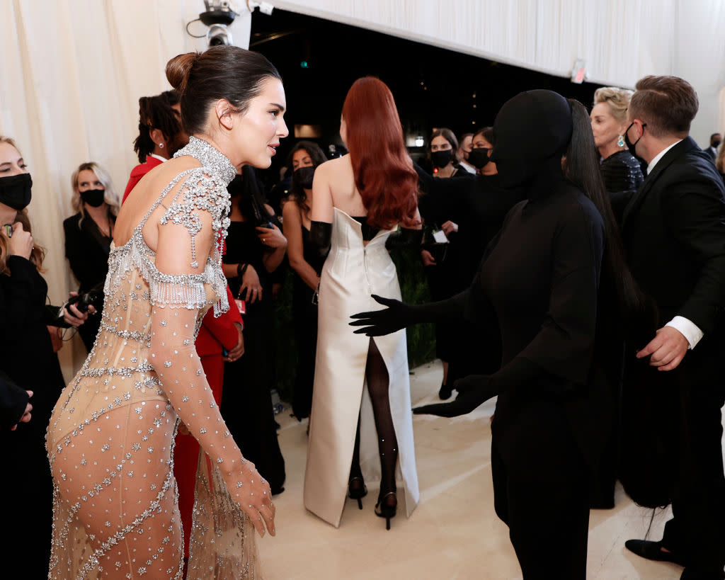 This image of Kendall Jenner and Kim Kardashian at the Met gala went viral. (Getty Images)