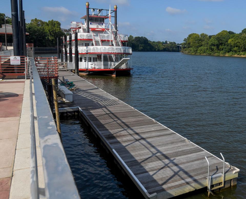 The Harriott II Riverboat is shown docked in its usual spot in Montgomery's Riverfront Park.