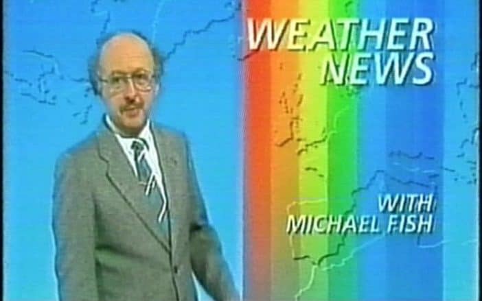 Michael Fish presenting the weather - Rex Features