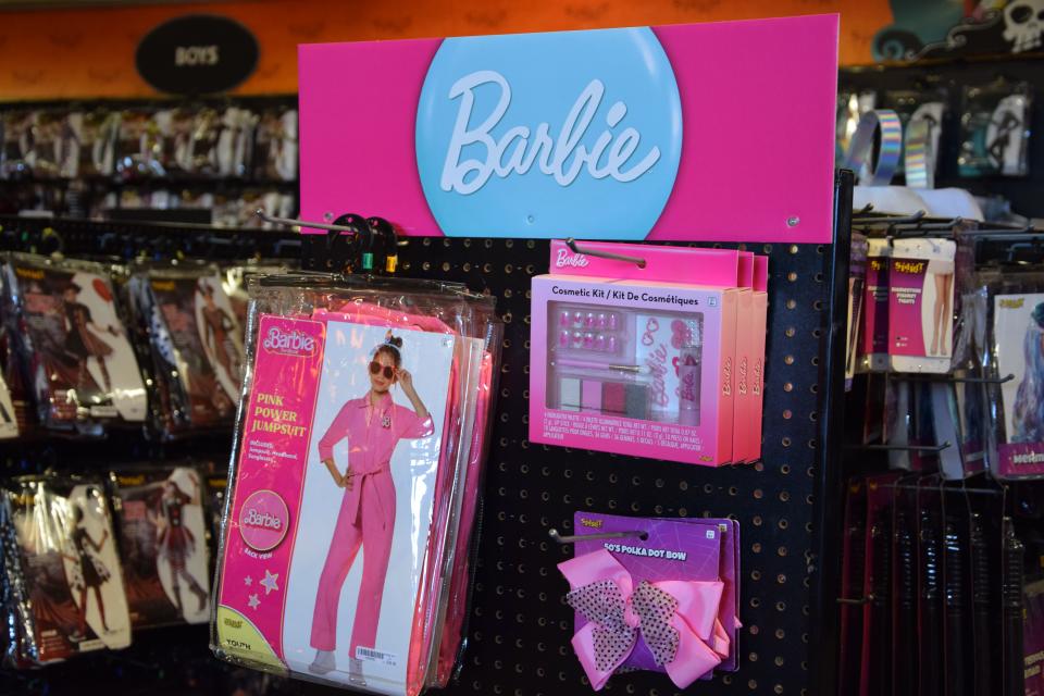 A Barbie display is set up at Spirit Halloween in Petoskey on Oct. 11, 2023.