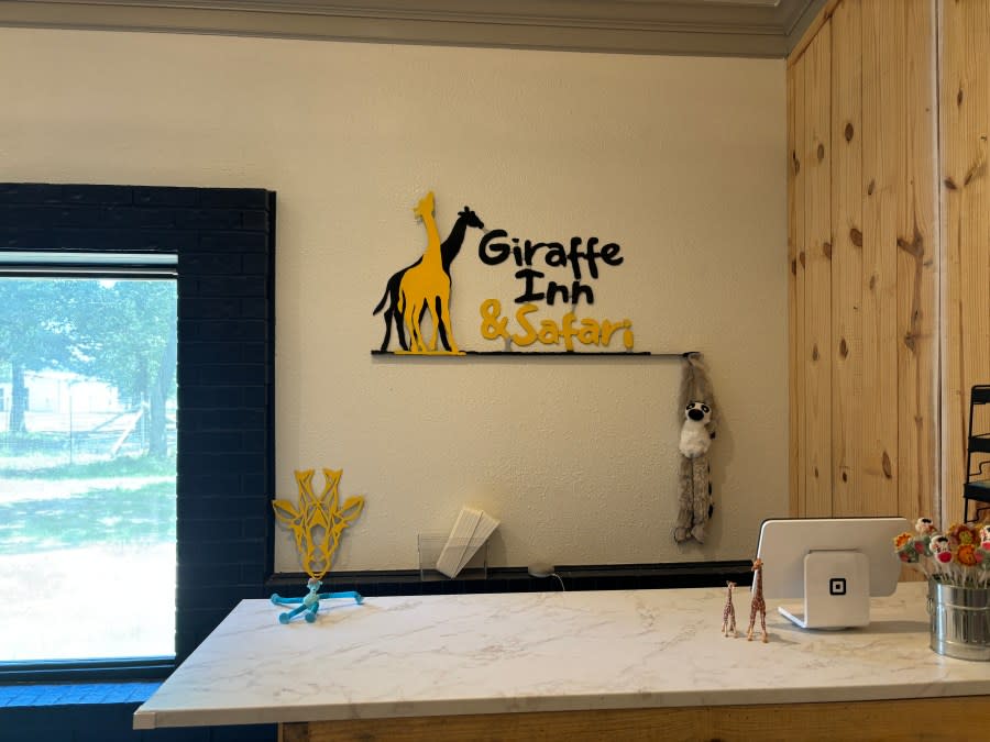 The check-in station at Giraffe Inn and Safari